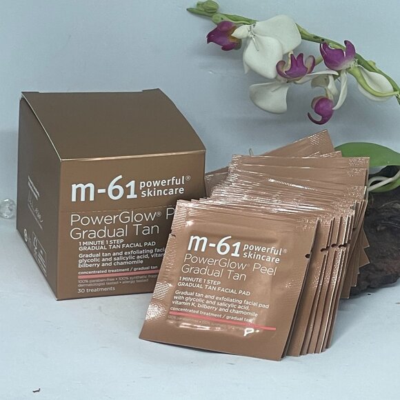 M-61 PowerGlow Peel Gradual Tan 1 Minute 1 Step Facial Pad - 30 Treatments - NIB - Picture 1 of 7